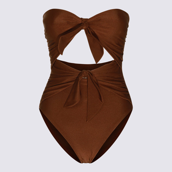 Zimmermann 80% Polyamide one-piece swimsuit in brown
