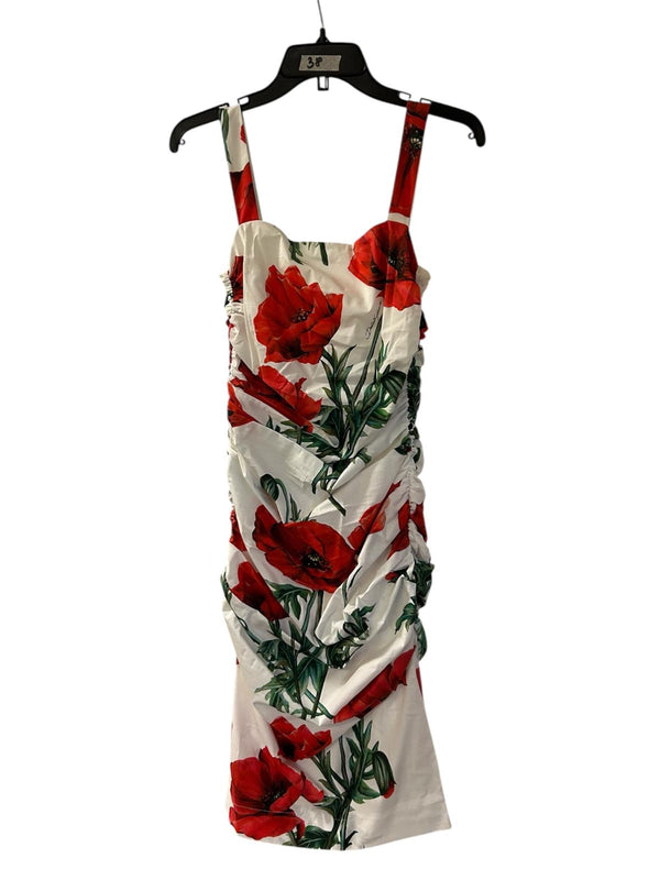 4005b WHITE DRESS FLOWERS PRINT
