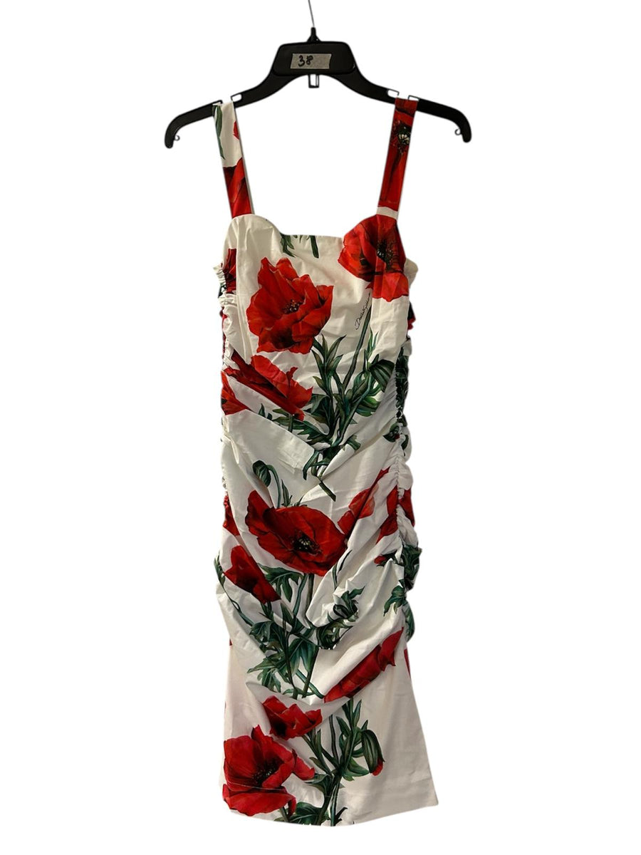 4005b WHITE DRESS FLOWERS PRINT