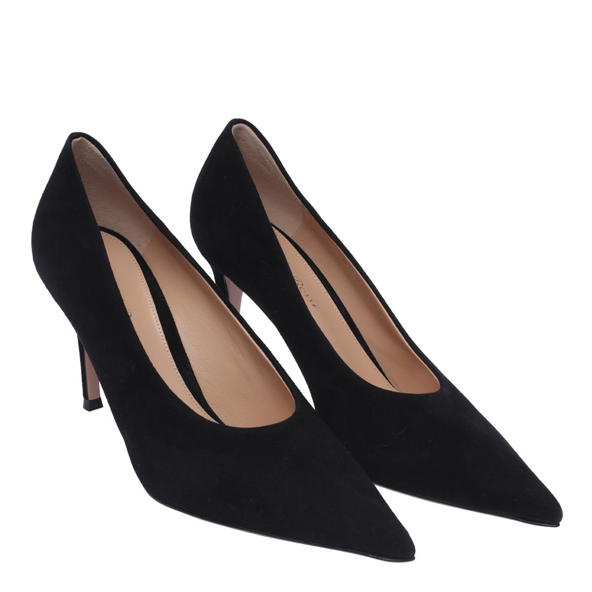 Gianvito Rossi With Heel Black Suede Leather/leather Sole