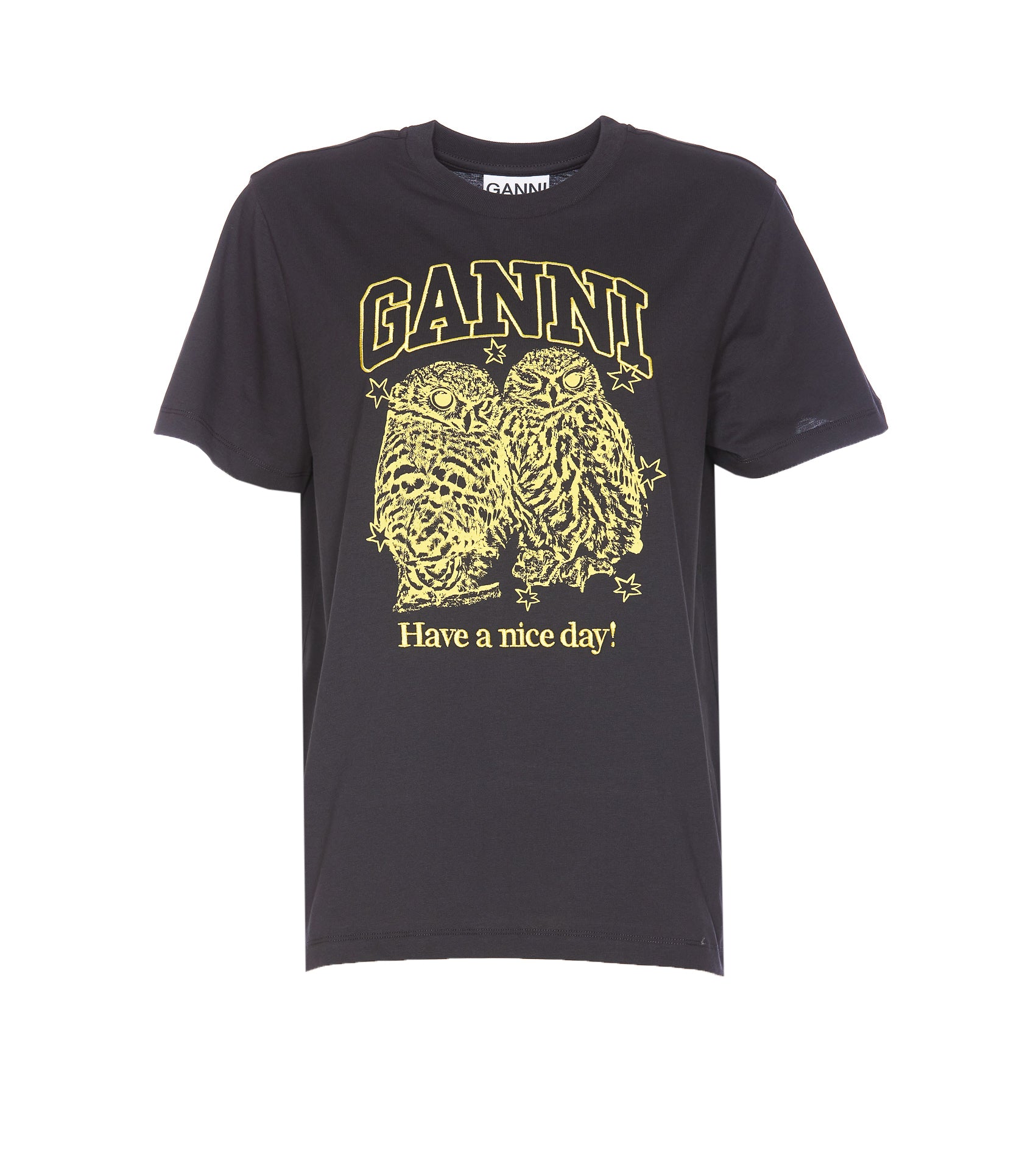 Ganni T-Shirts And Polos Grey Organic Cotton