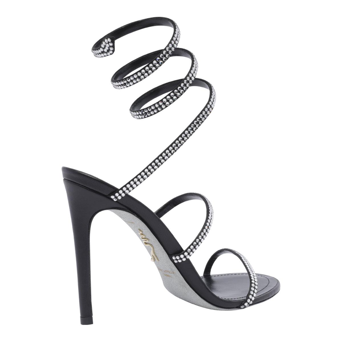 René Caovilla Sandals Black Fabric E Strass/ Leather Sole