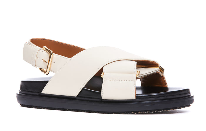 Marni Sandals White Calf Leather/rubber Sole