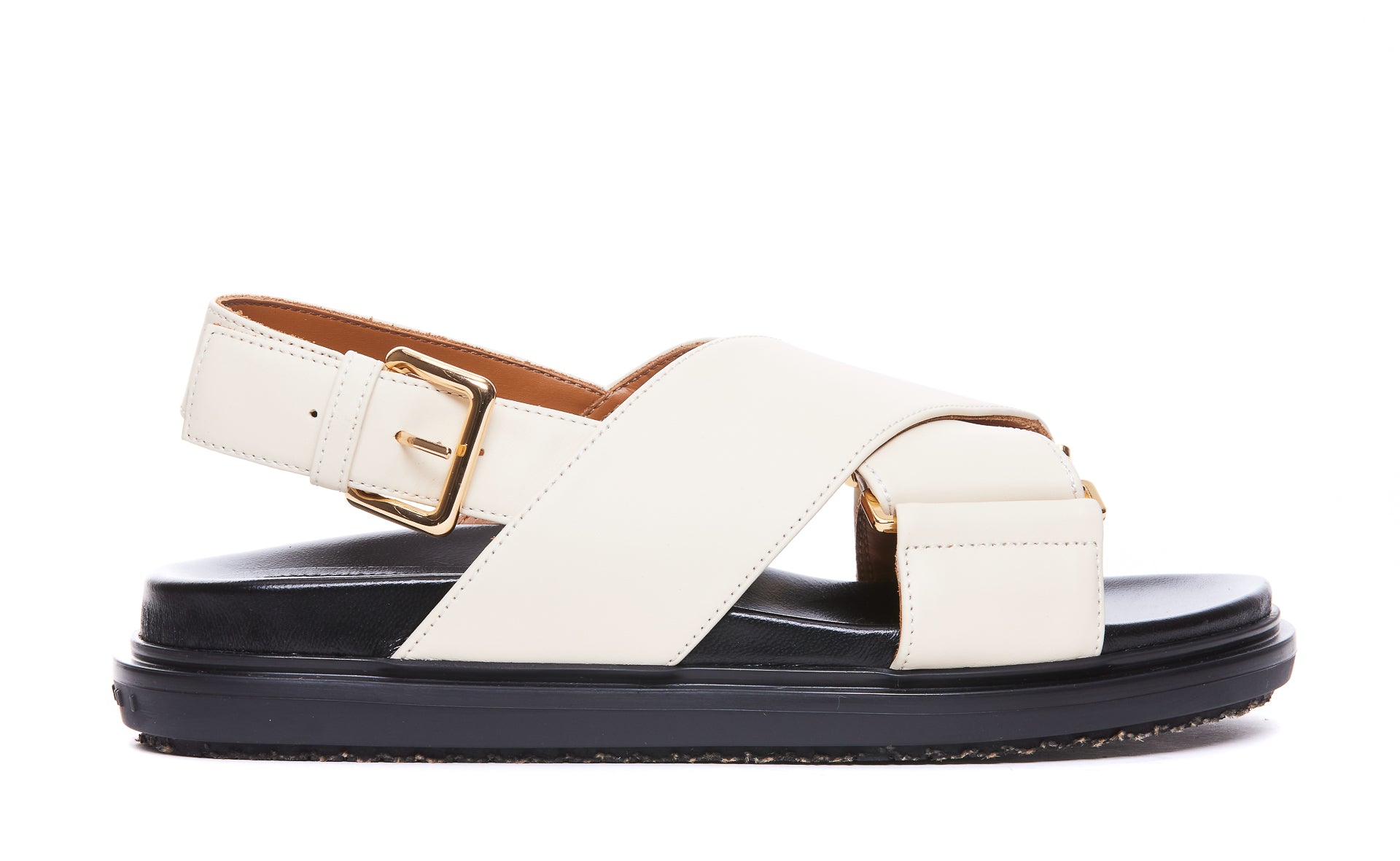 Marni Sandals White Calf Leather/rubber Sole