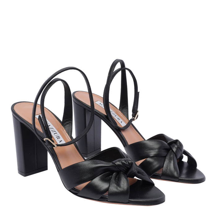 Aquazzura Sandals Black Calf Leather/leather Sole