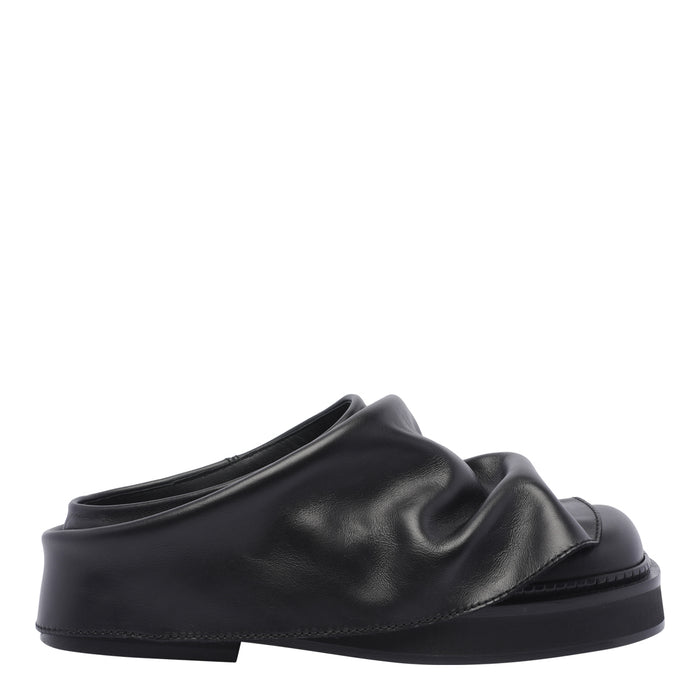 The Attico Sandals Black Calf Leather/leather Sole