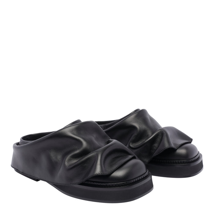 The Attico Sandals Black Calf Leather/leather Sole