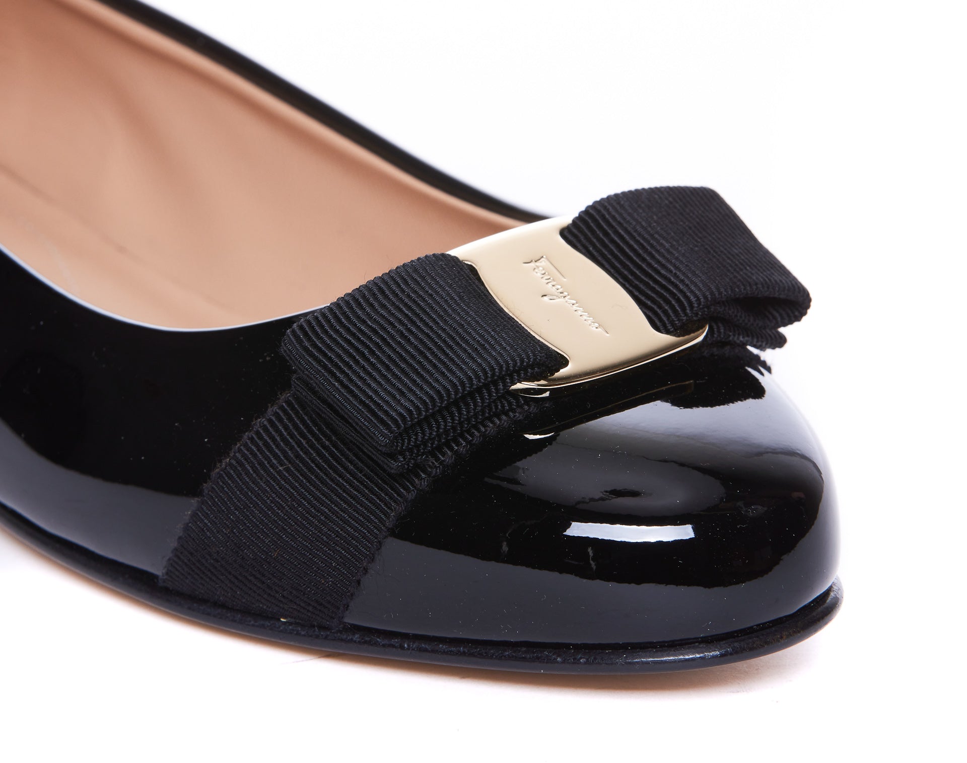 Ferragamo Flat Shoes Black Patent Leather/leather Sole