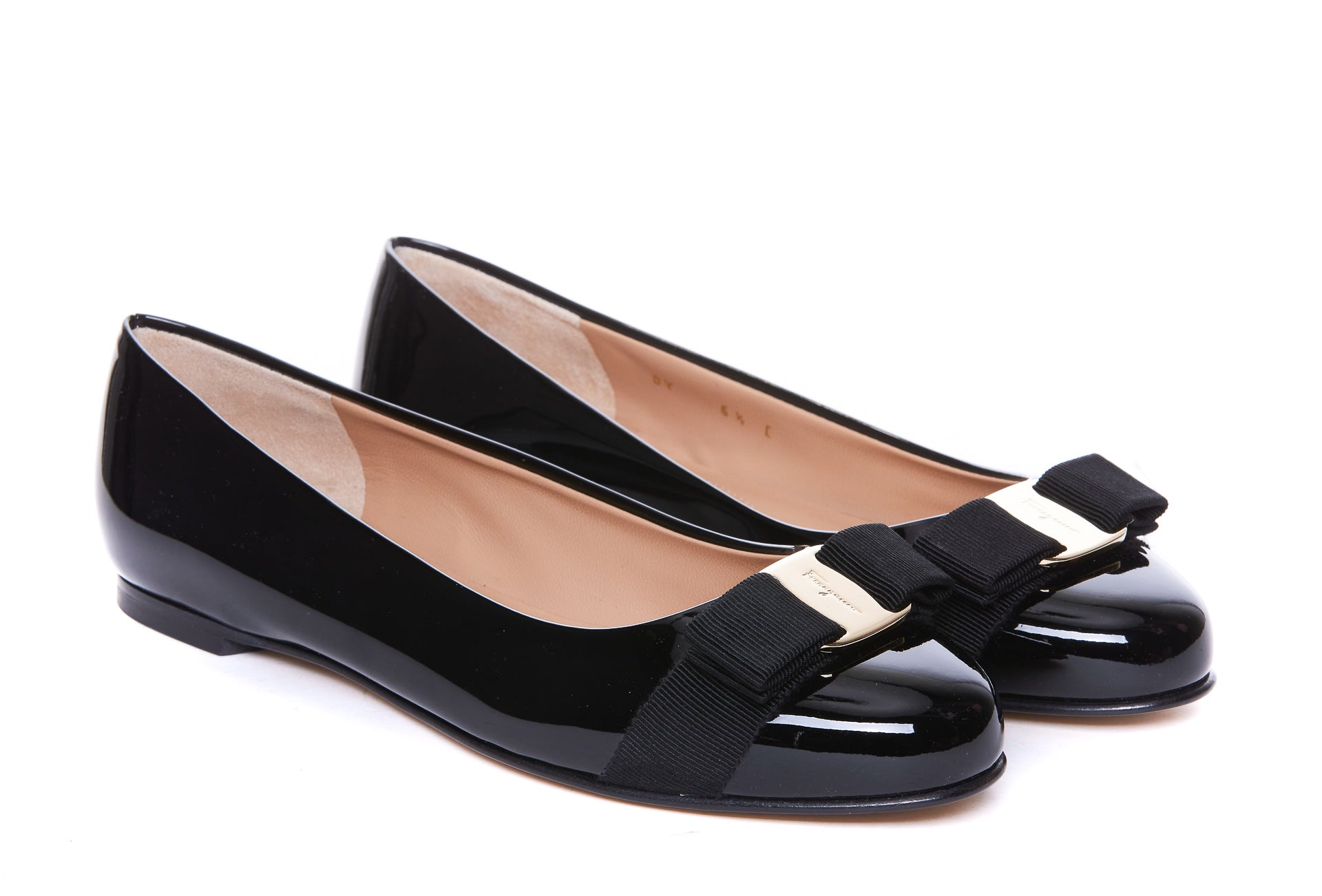 Ferragamo Flat Shoes Black Patent Leather/leather Sole