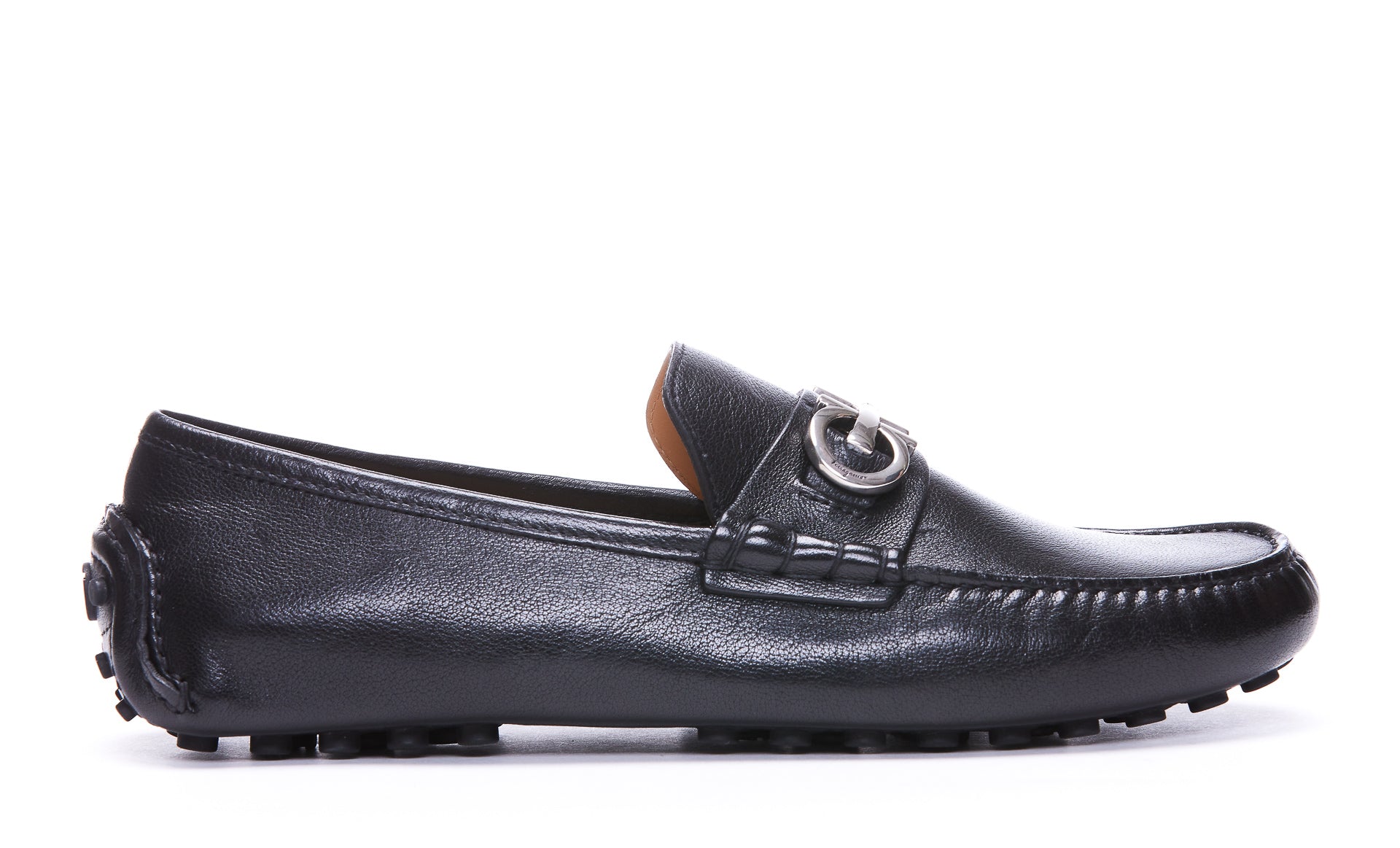 Ferragamo Flat Shoes Black Calf Leather/rubber Sole