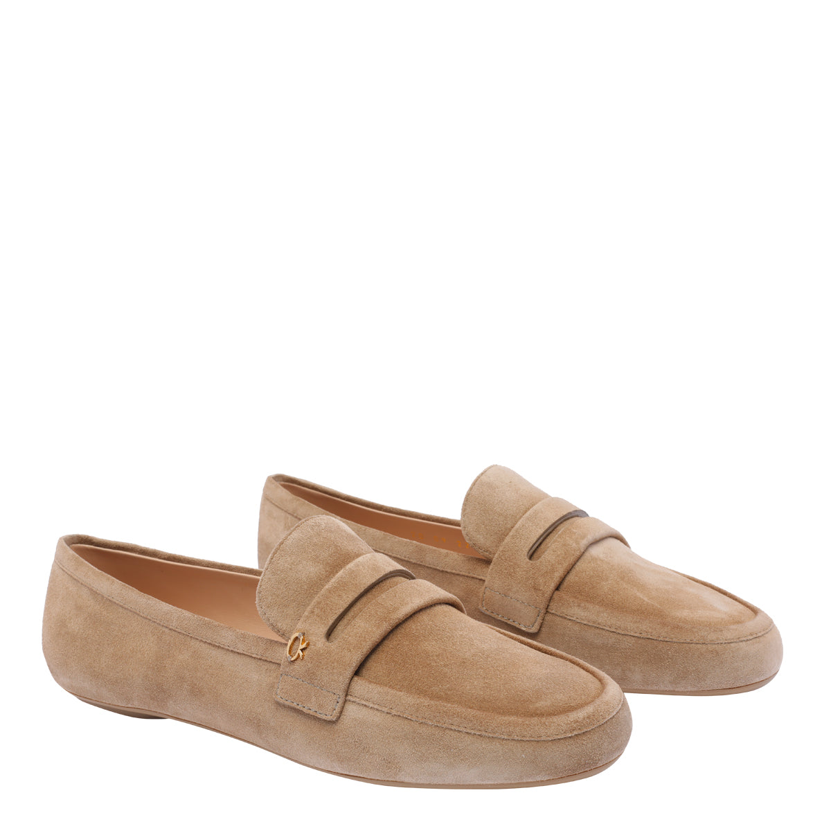 Gianvito Rossi Flat Shoes Beige Suede Leather/rubber Sole