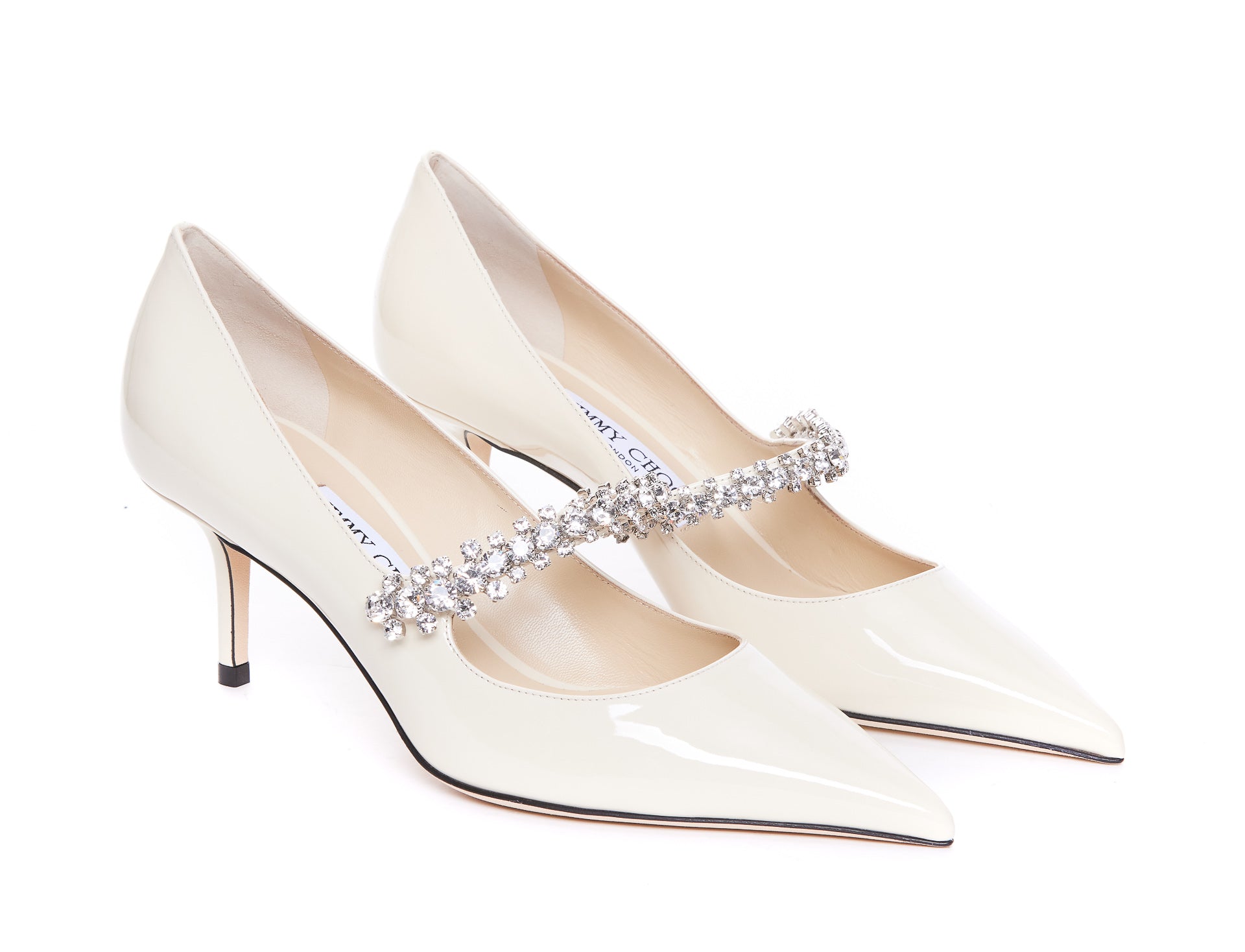 Jimmy Choo With Heel White Patent Leather/ Leather Sole