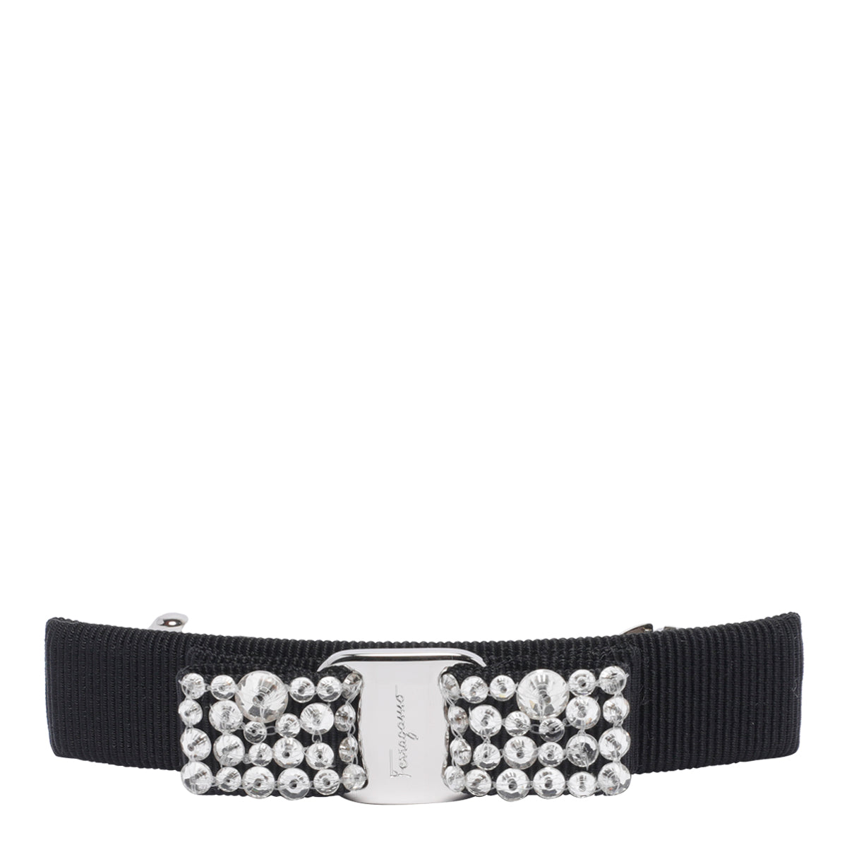 Ferragamo Accessories Black Fabric Brass Crystral