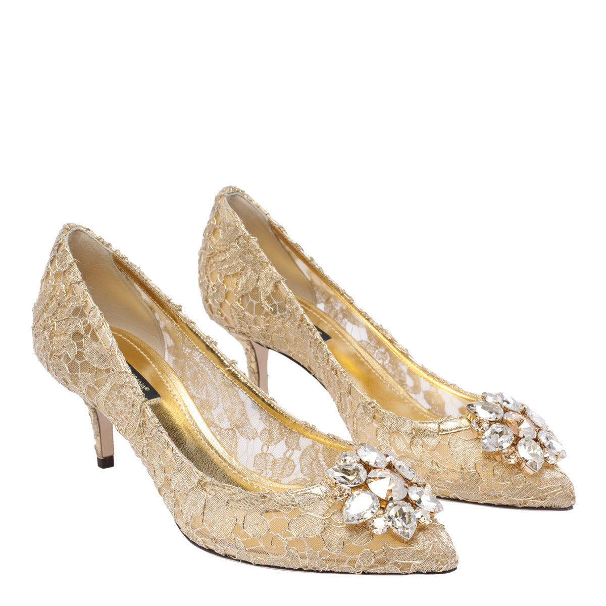 Dolce & Gabbana With Heel Golden Polyamide Polyester Lamb