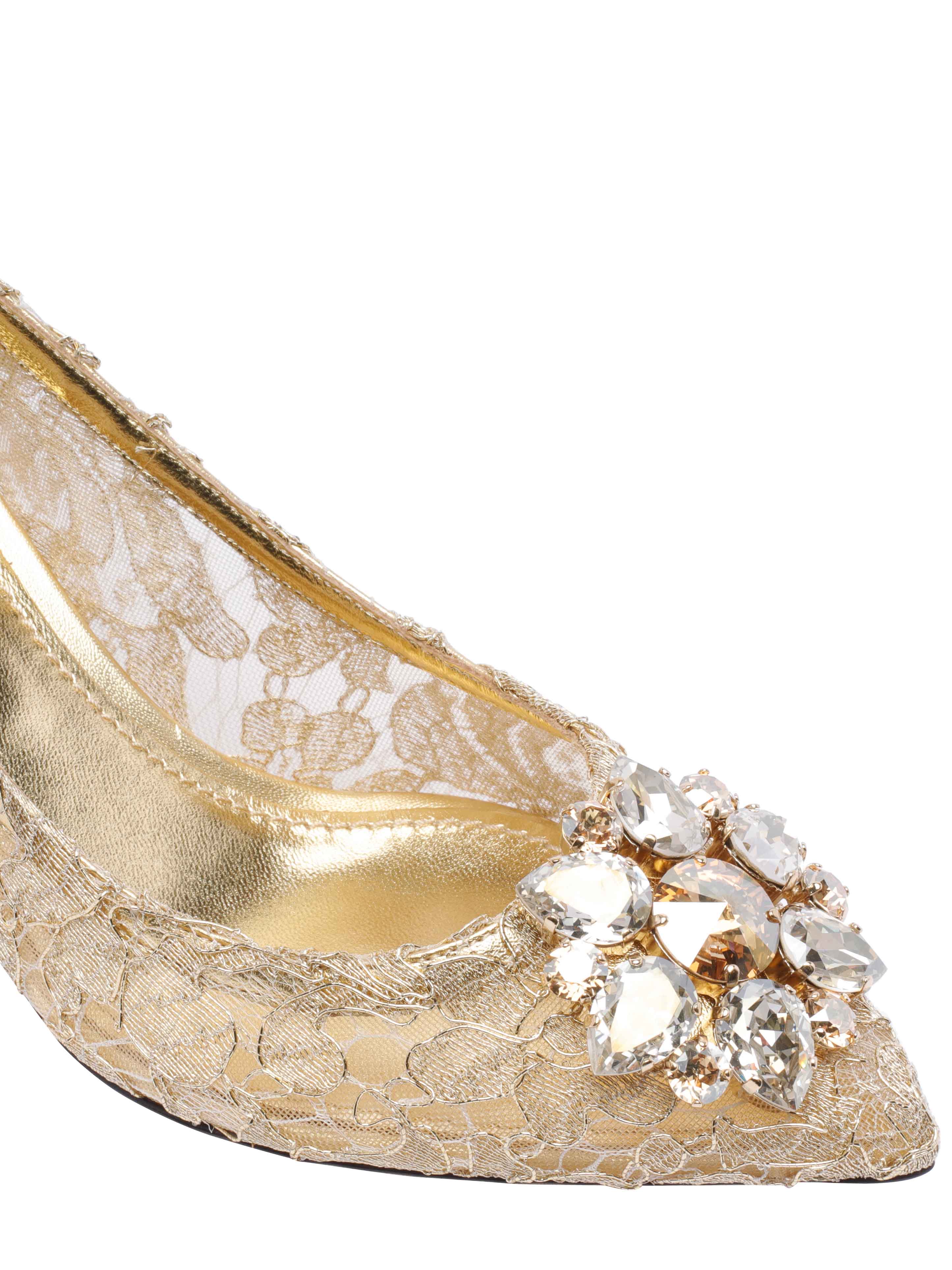 Dolce & Gabbana With Heel Golden Polyamide Polyester Lamb