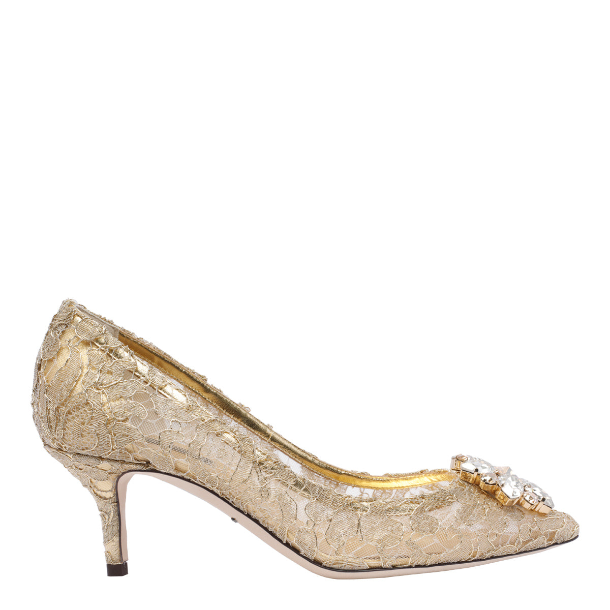 Dolce & Gabbana With Heel Golden Polyamide Polyester Lamb