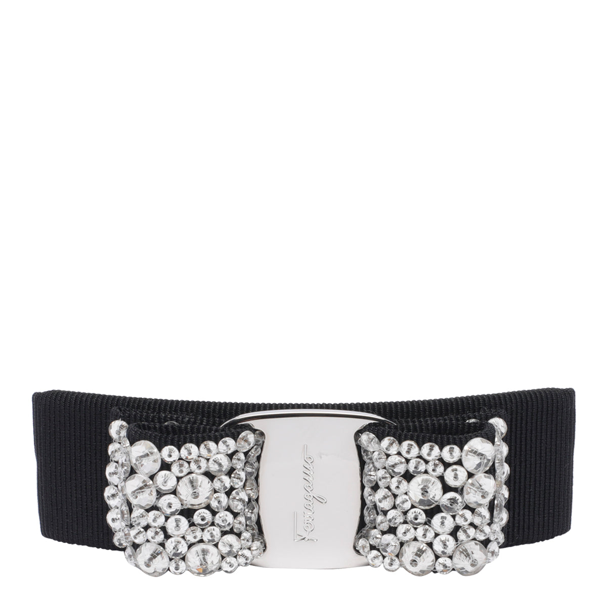 Ferragamo Accessories Black Fabric Brass Crystral