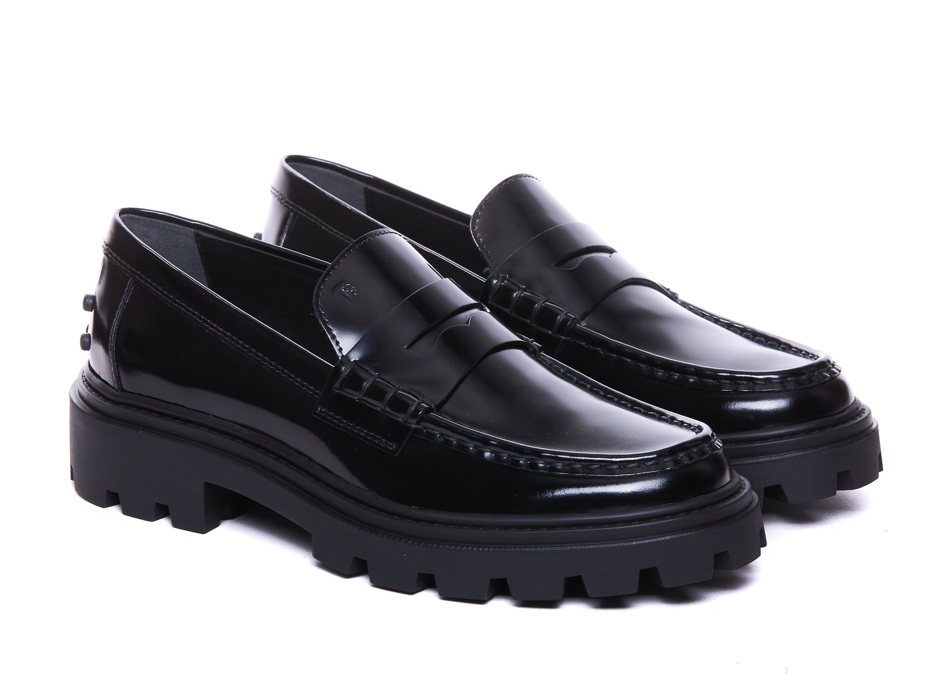 Tods Flat Shoes Black Calf Leather/rubber Sole