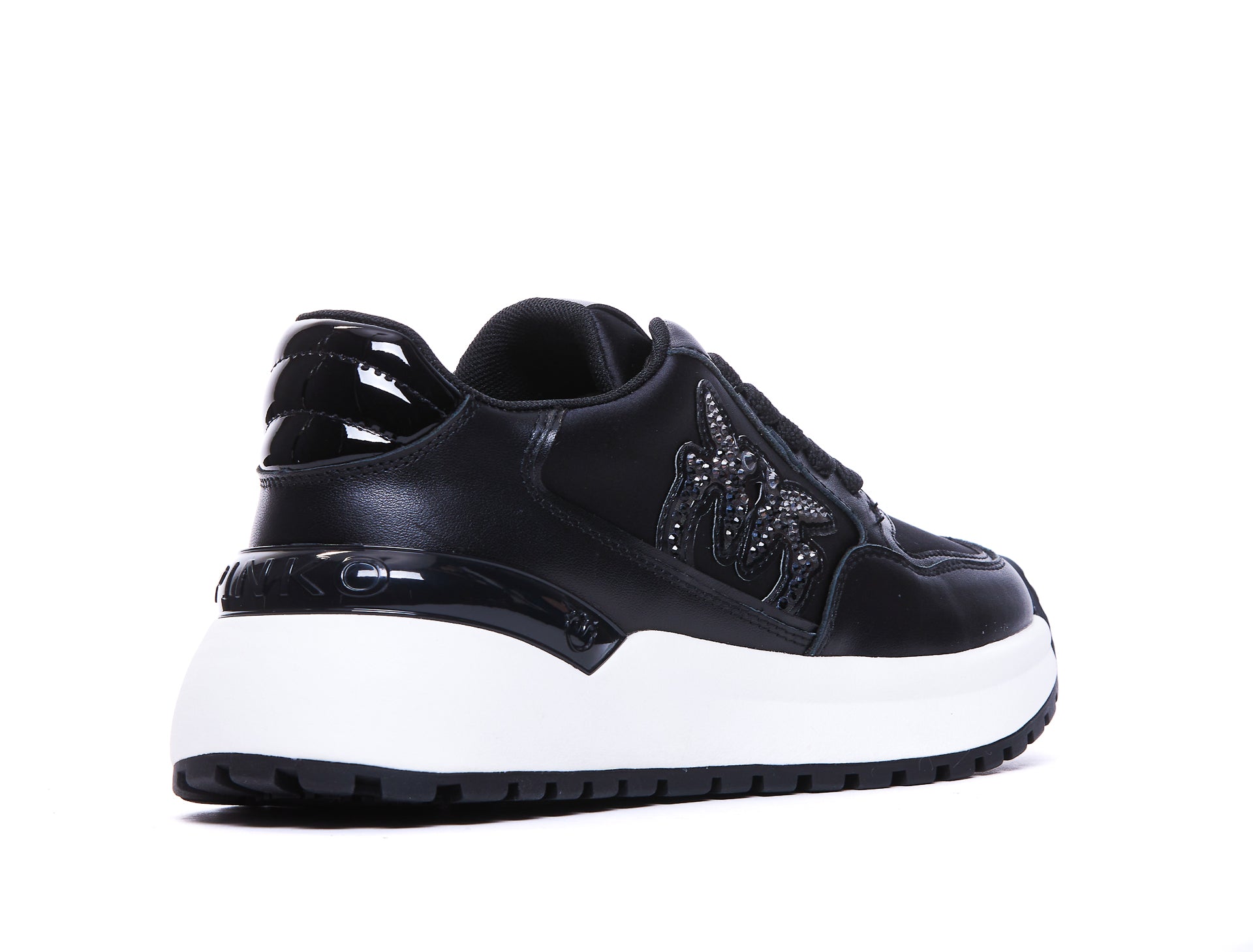 Pinko Sneakers Black Rubber Leather Fabric