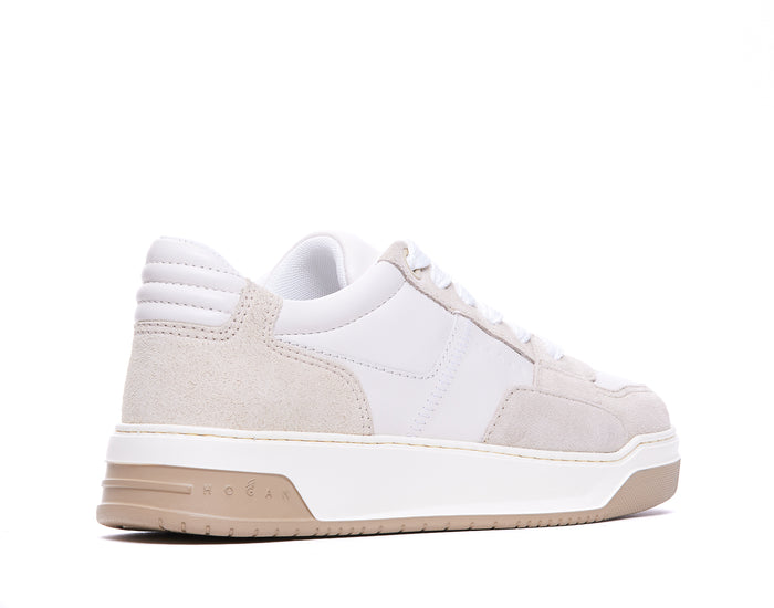 Hogan Sneakers Beige Leather And Suede