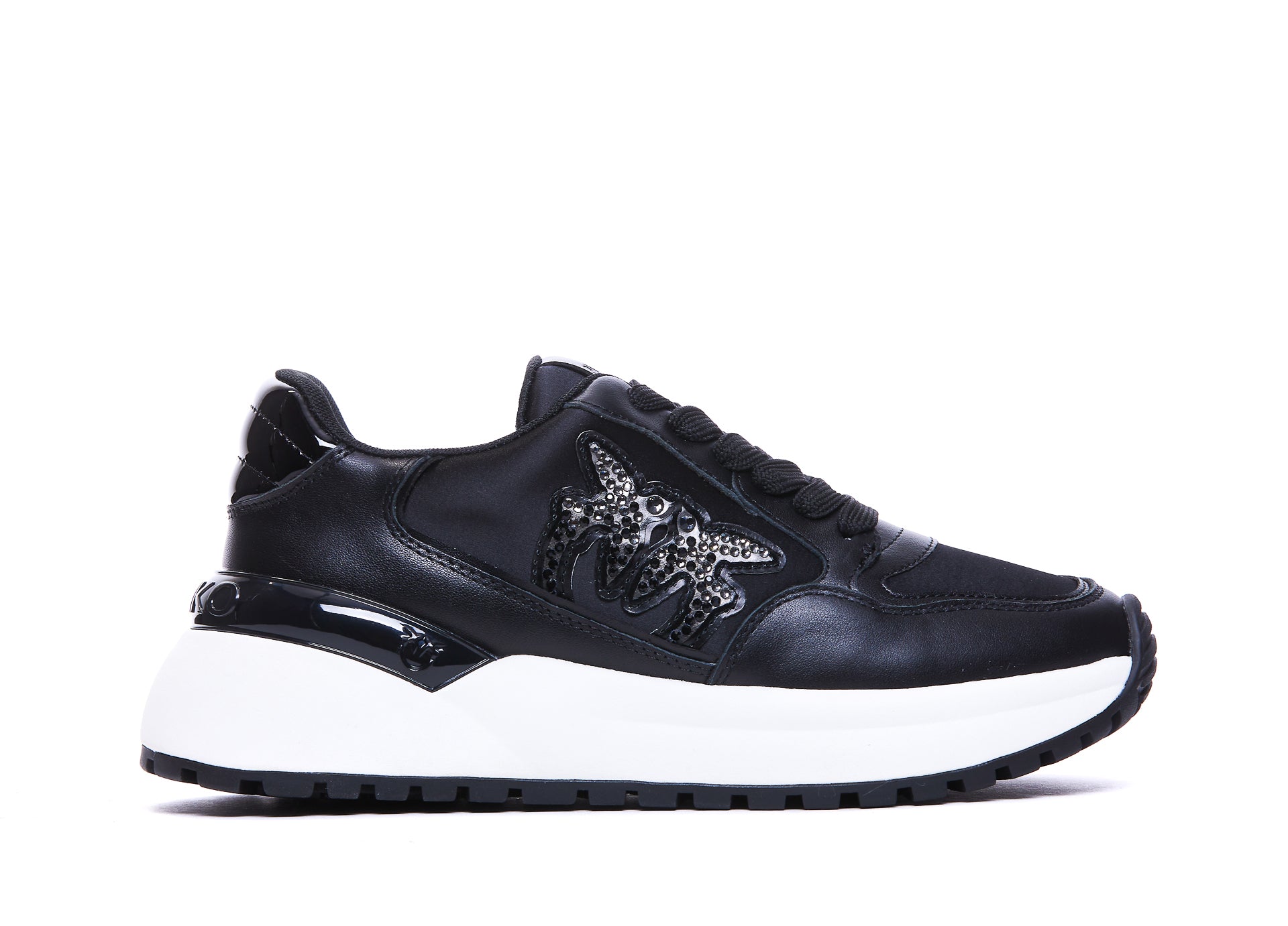 Pinko Sneakers Black Rubber Leather Fabric
