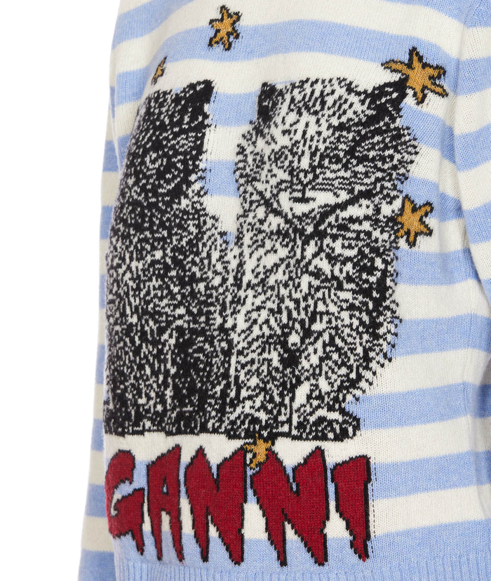 Ganni Sweaters Blue Wool