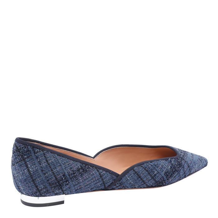 Aquazzura Flat Shoes Blue Fabric/leather Sole