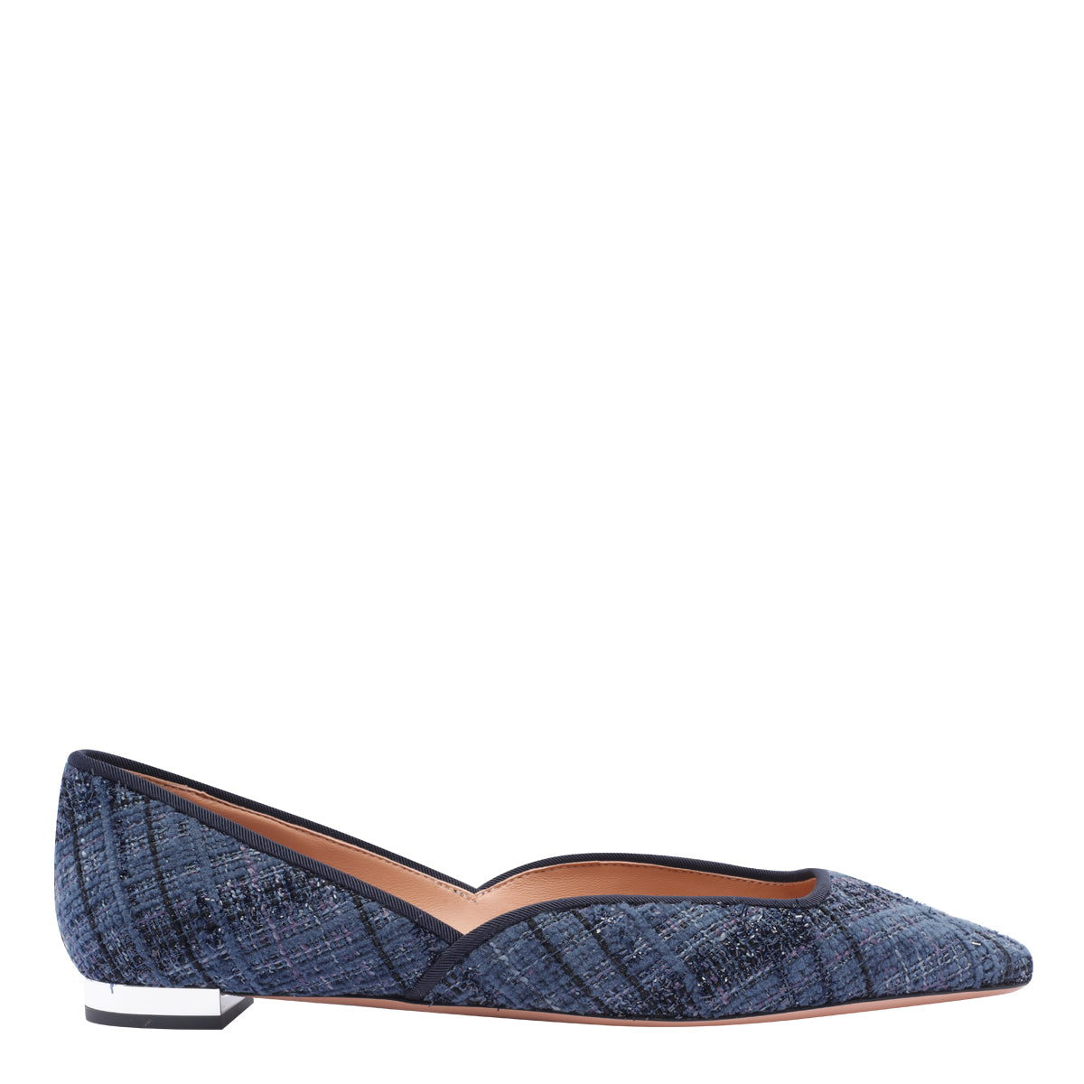 Aquazzura Flat Shoes Blue Fabric/leather Sole