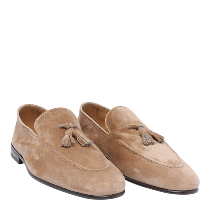 Brunello Cucinelli Flat Shoes Beige Suede Leather/leather Sole