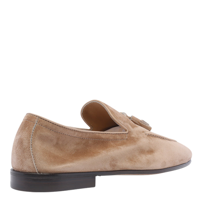 Brunello Cucinelli Flat Shoes Beige Suede Leather/leather Sole