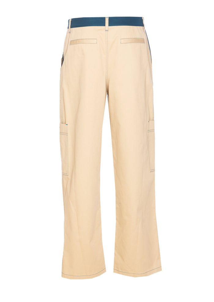 Off White Trousers Beige Cotton