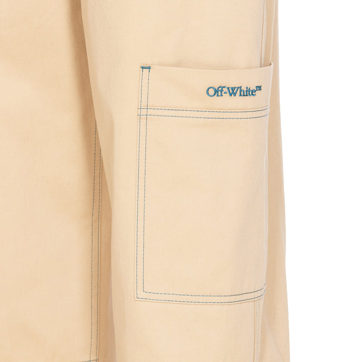 Off White Trousers Beige Cotton