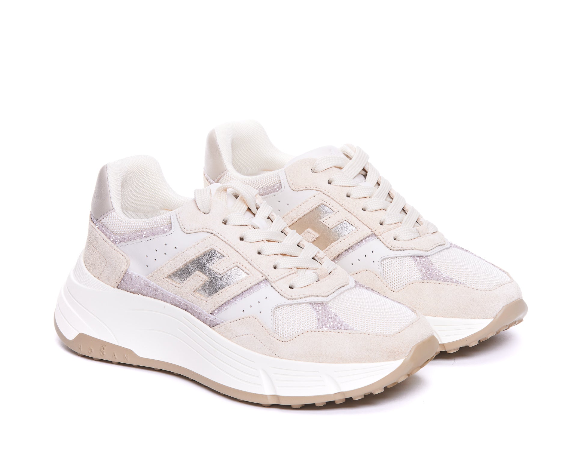 Hogan Sneakers Pink Leather And Suede