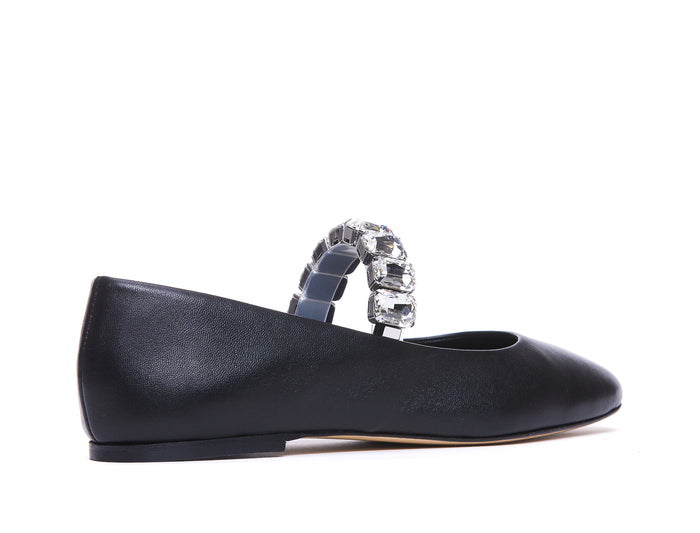 Casadei Flat Shoes Black Leather/ Leather Sole