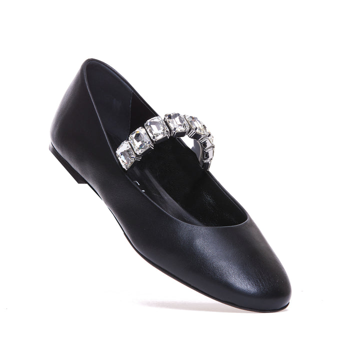 Casadei Flat Shoes Black Leather/ Leather Sole
