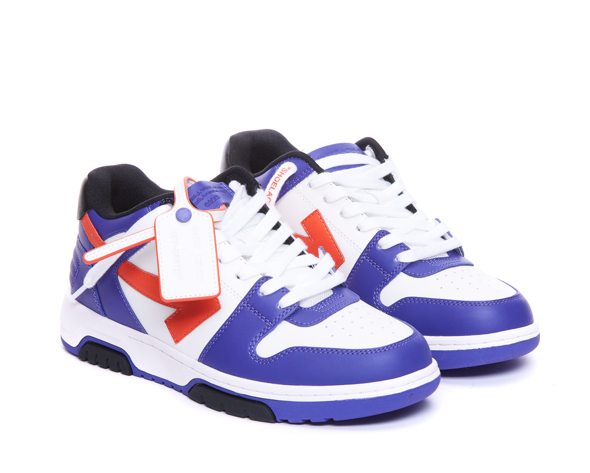 Off White Sneakers Blue Leather/ Rubber Sole