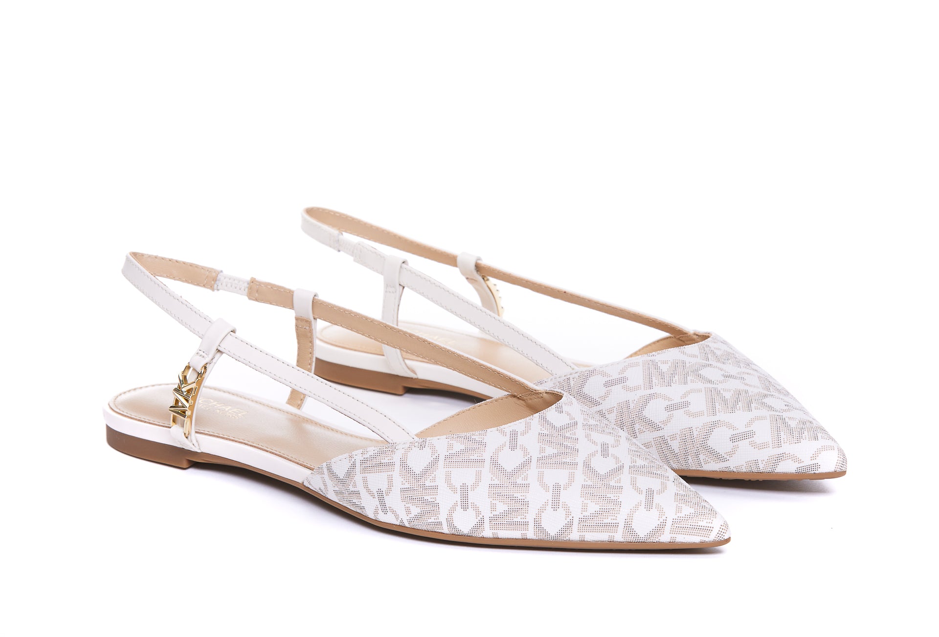Michael Kors Flat Shoes White Fabric/ Rubber Sole