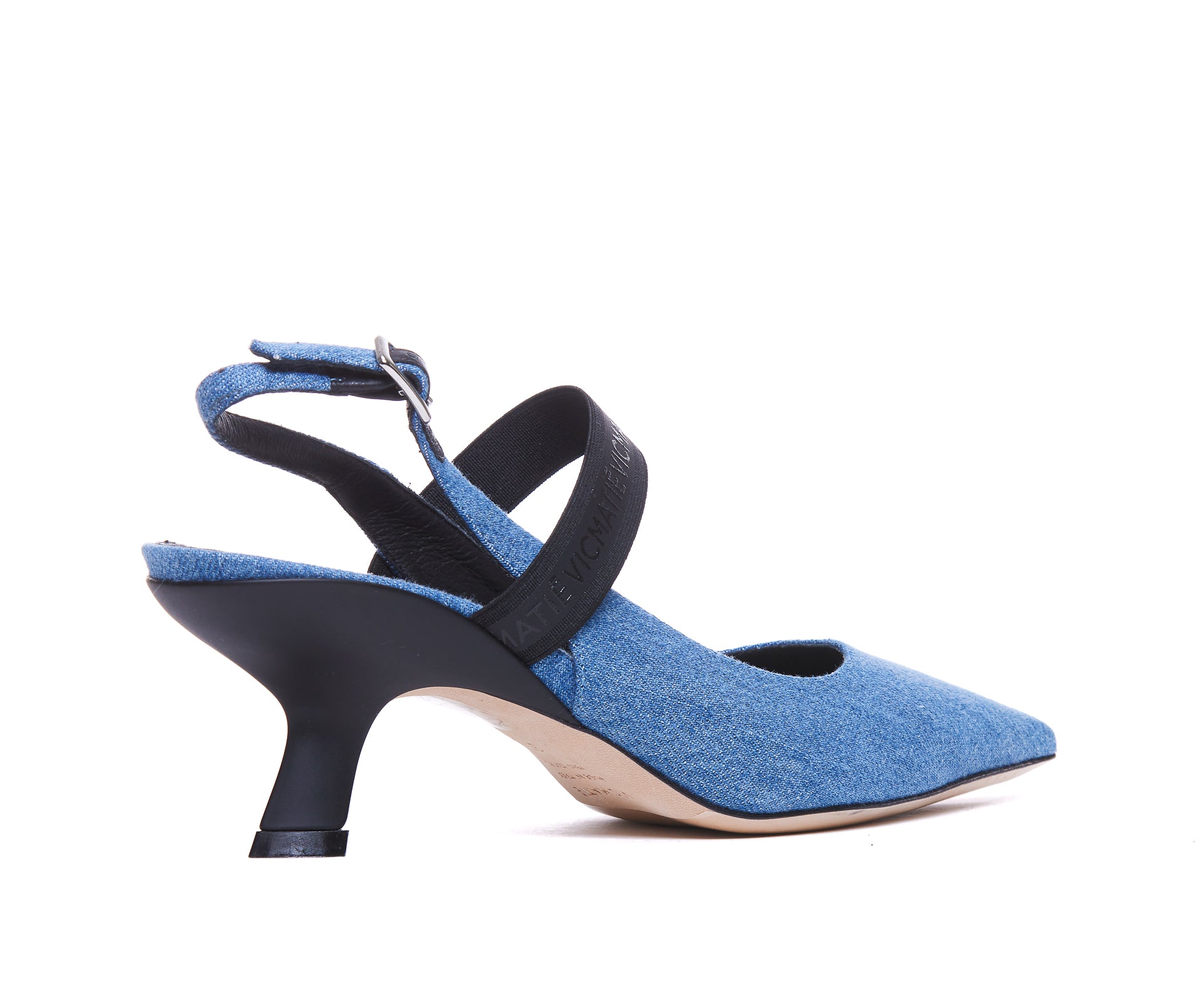 Vic Matie With Heel Blue Fabric/ Leather Sole