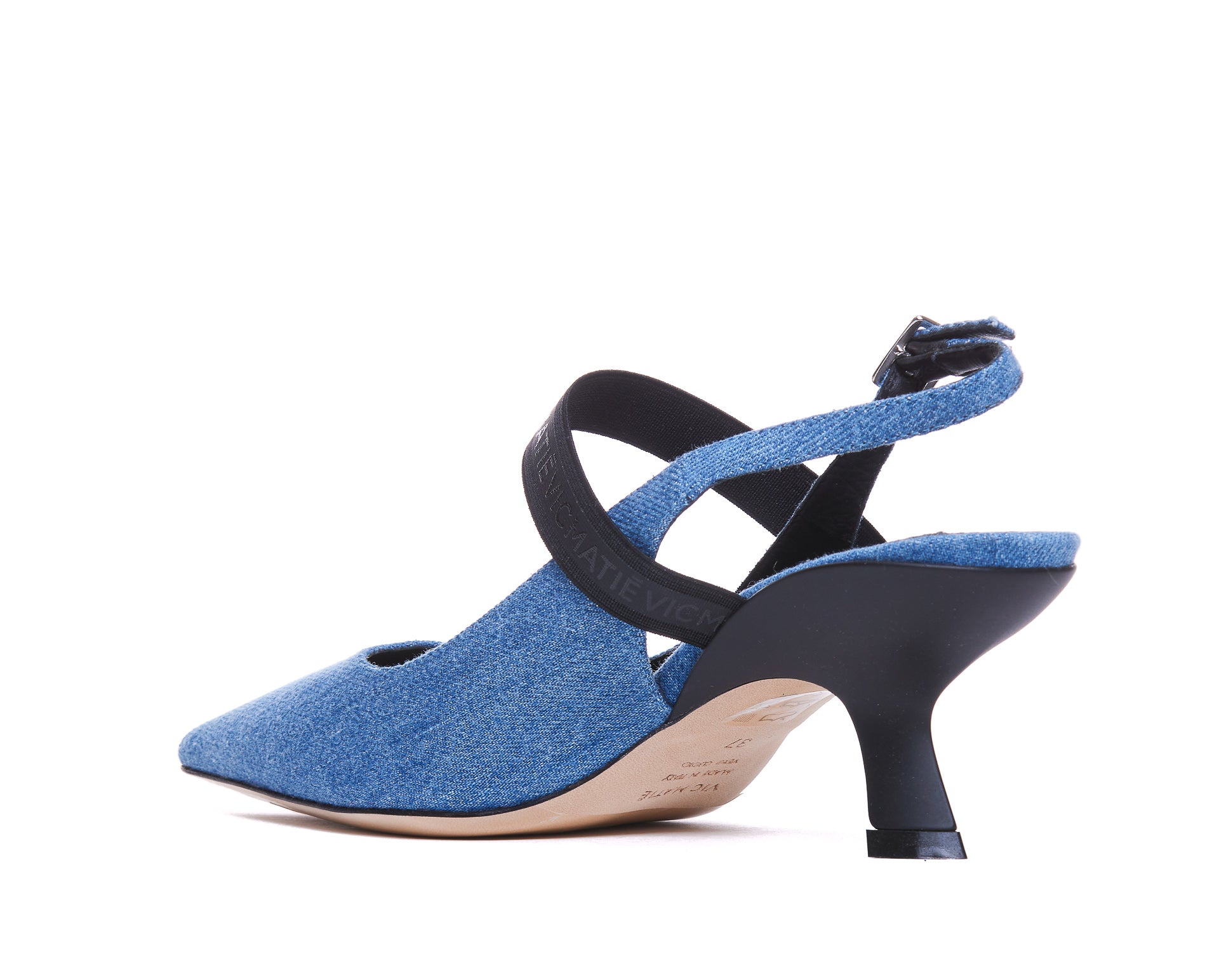 Vic Matie With Heel Blue Fabric/ Leather Sole