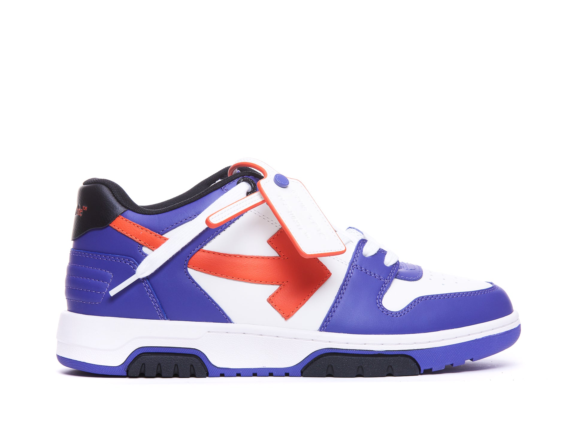 Off White Sneakers Blue Leather/ Rubber Sole