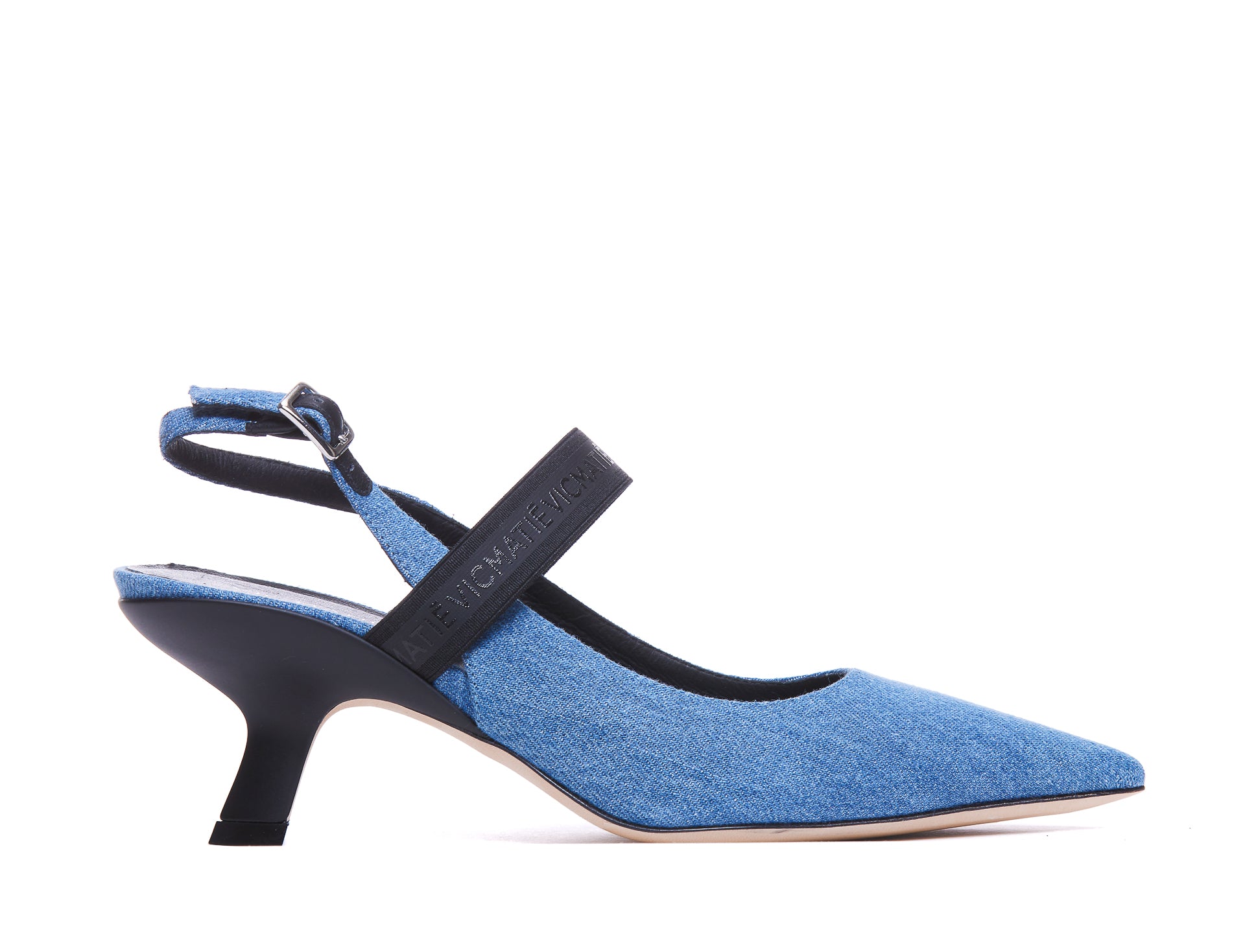 Vic Matie With Heel Blue Fabric/ Leather Sole