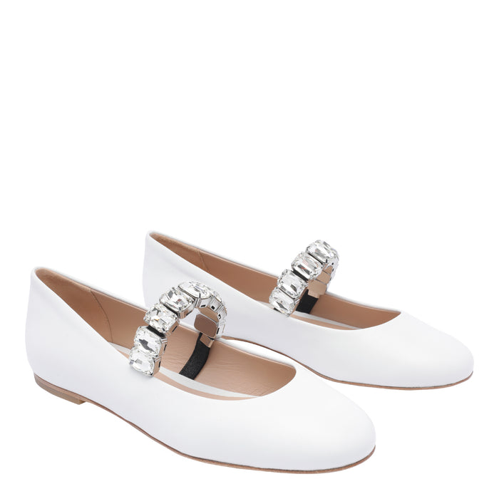 Casadei Flat Shoes White Calf Leather/leather Sole