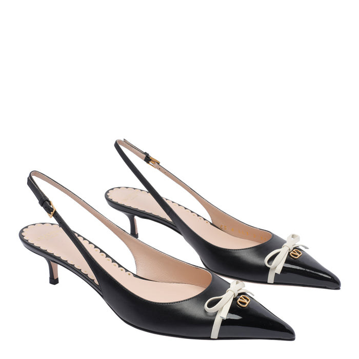Valentino Garavani With Heel Black Calf Leather/leather Sole
