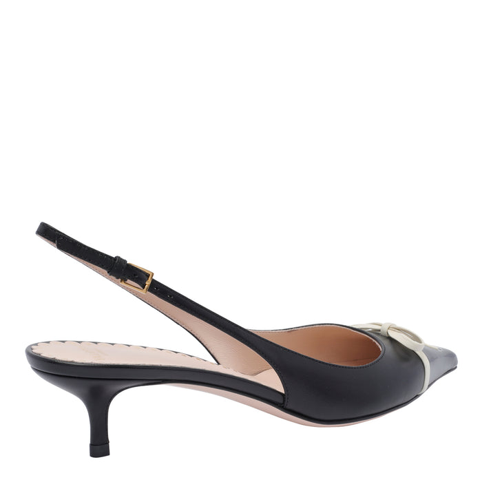 Valentino Garavani With Heel Black Calf Leather/leather Sole