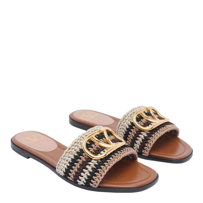 Valentino Garavani Sandals Brown Fabric/leather Sole