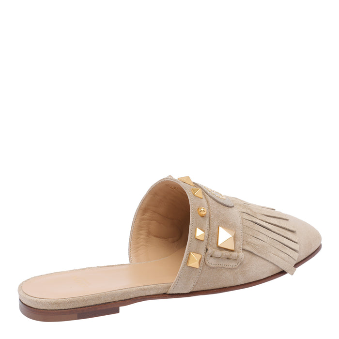Valentino Garavani Sandals Beige Calf Leather/leather Sole