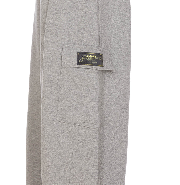 Ganni Trousers Grey Organic Cotton