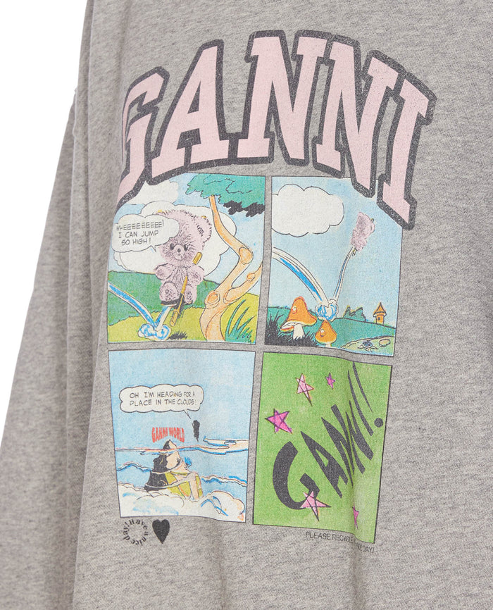Ganni Sweaters Grey Cotton