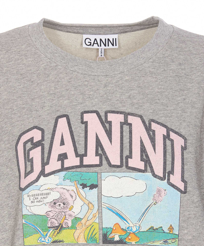 Ganni Sweaters Grey Cotton