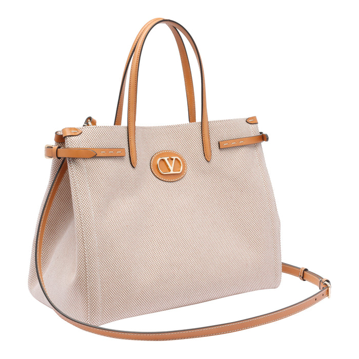 Valentino Garavani Bags Beige Fabric Calf Leather